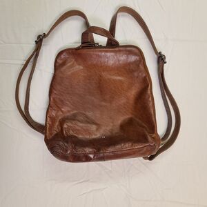 Wild West Leather Backpack Purse Brown Full Grain Zip Top Adjustable Straps